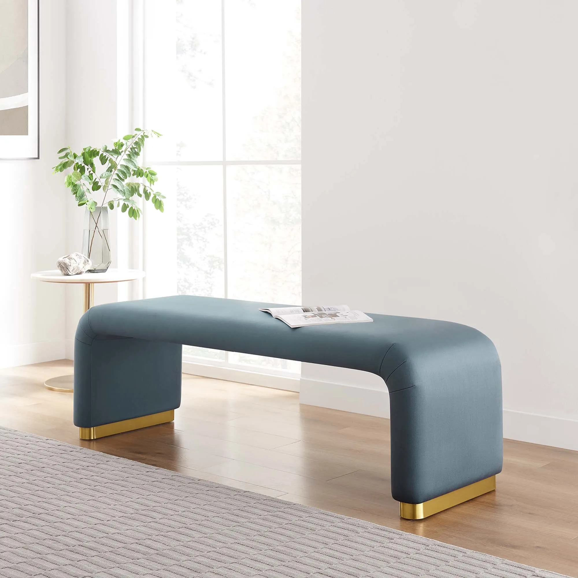 Koda Performance Velvet Waterfall Long Bench by Modway