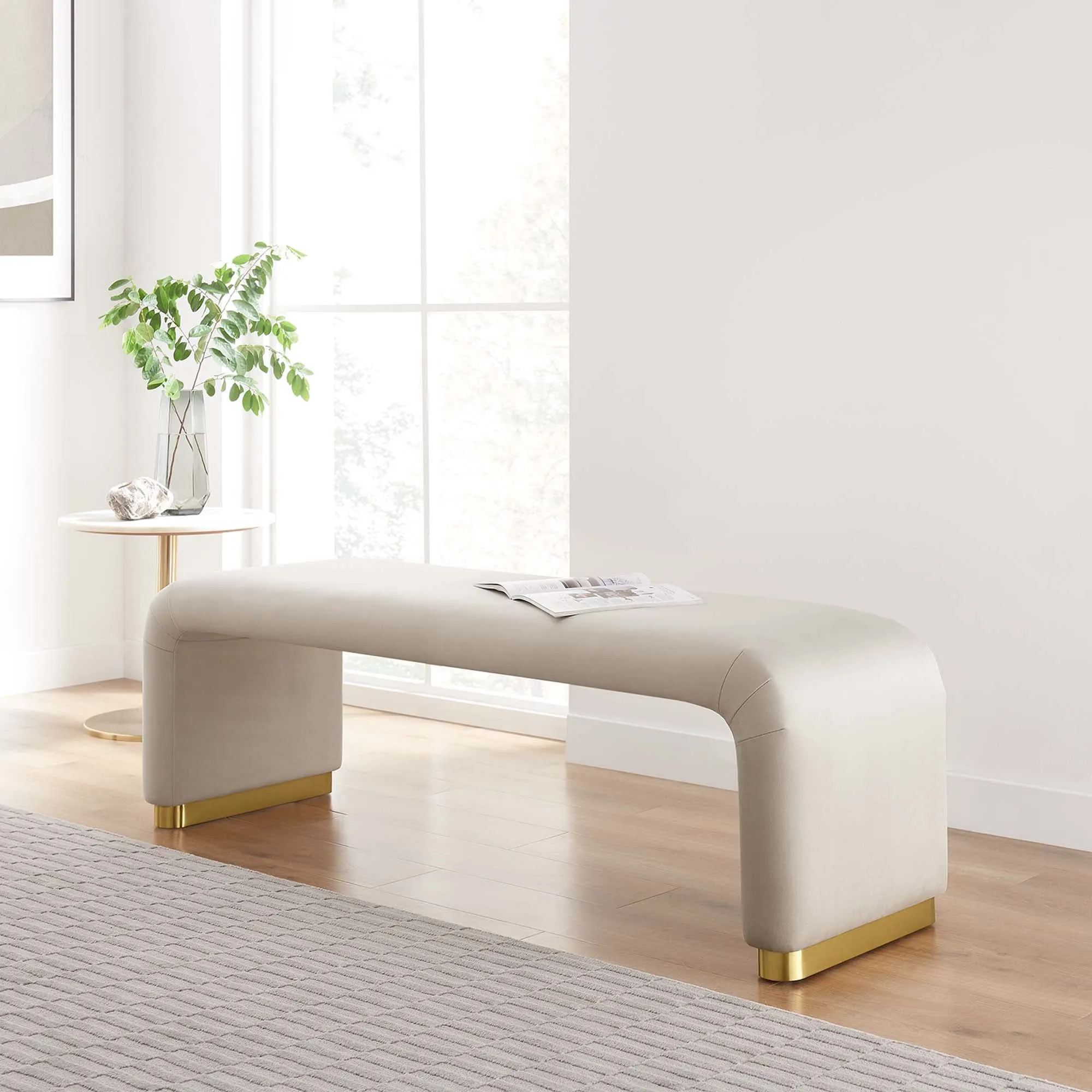 Koda Performance Velvet Waterfall Long Bench by Modway