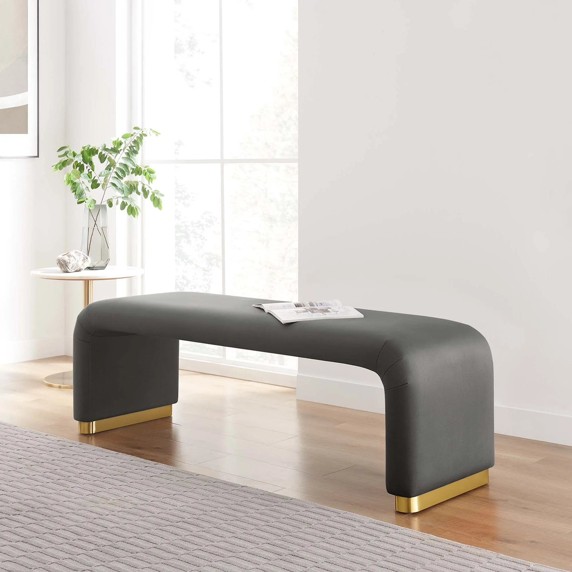 Koda Performance Velvet Waterfall Long Bench by Modway