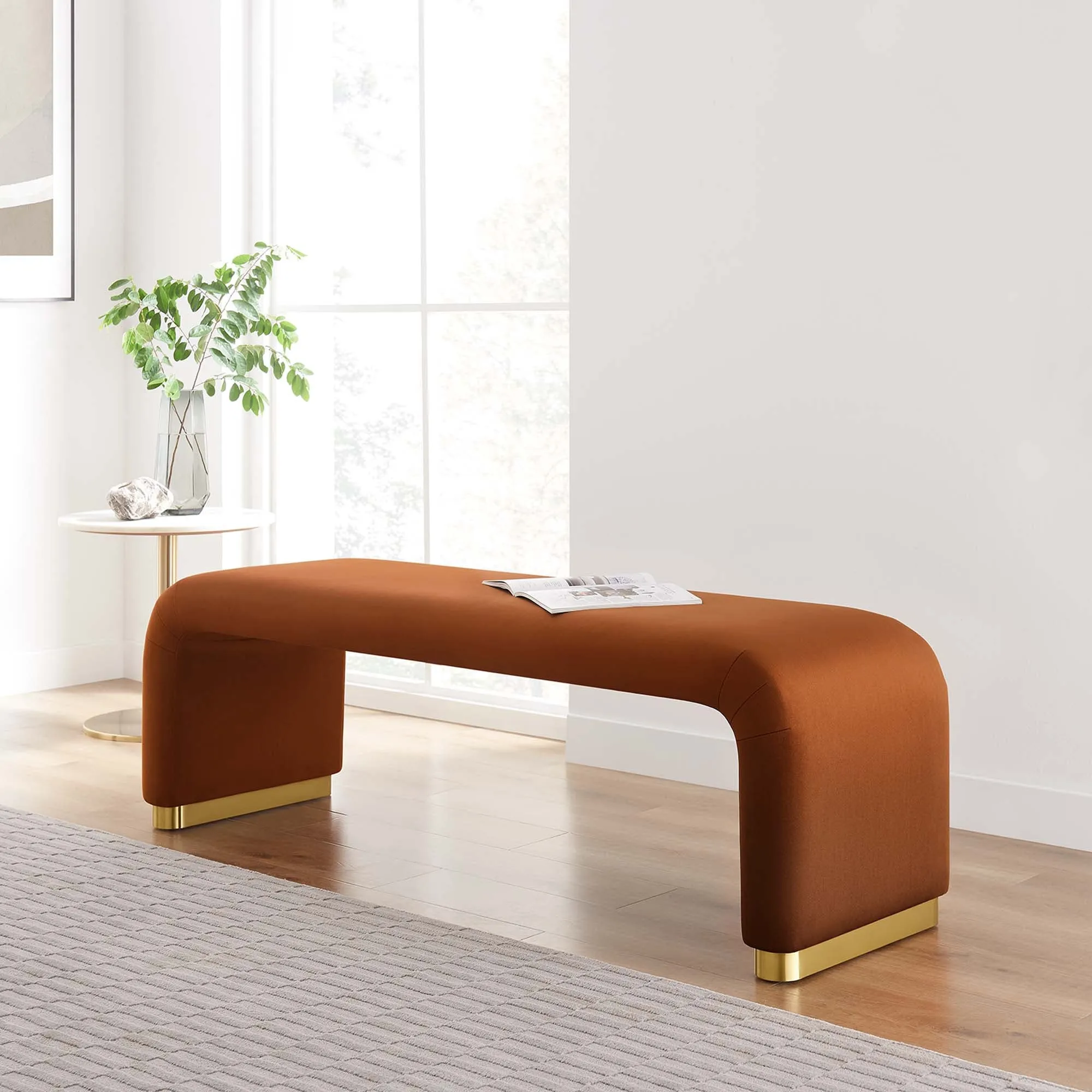 Koda Performance Velvet Waterfall Long Bench by Modway