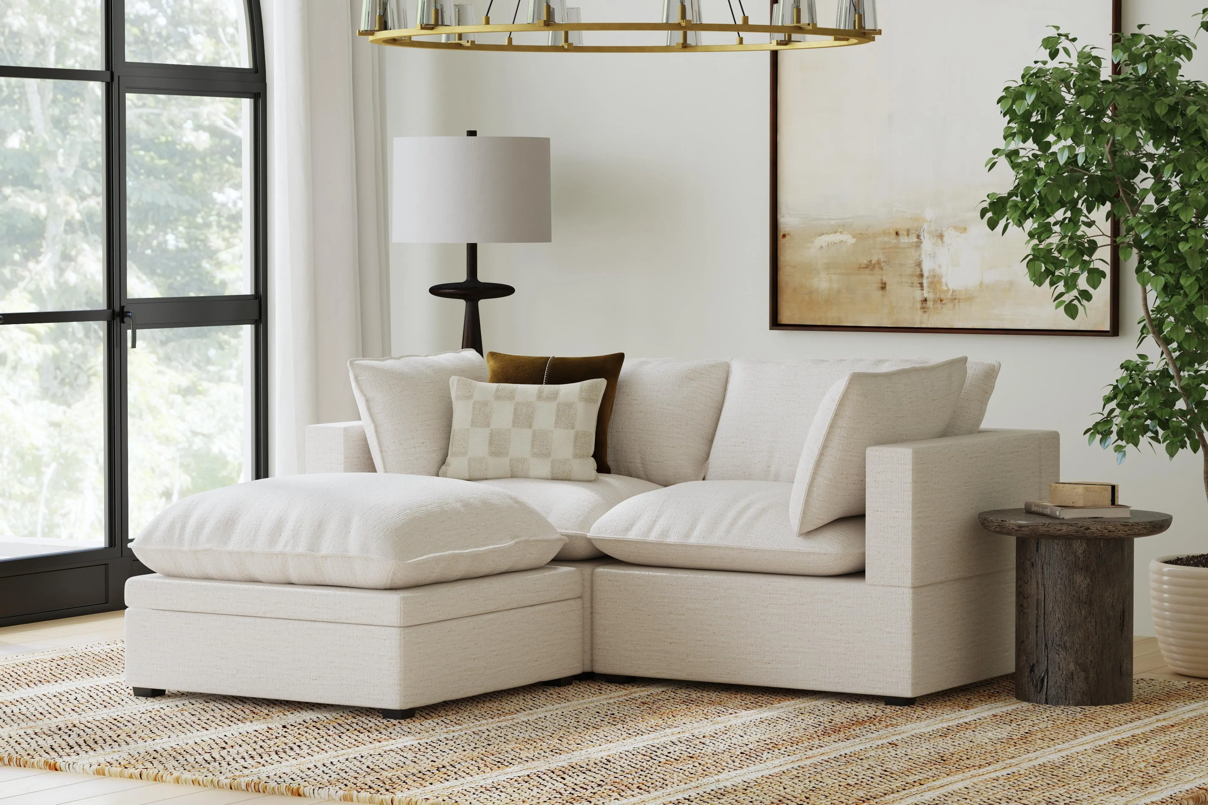 Kova Box Cushion Sofa 86"   Ottoman