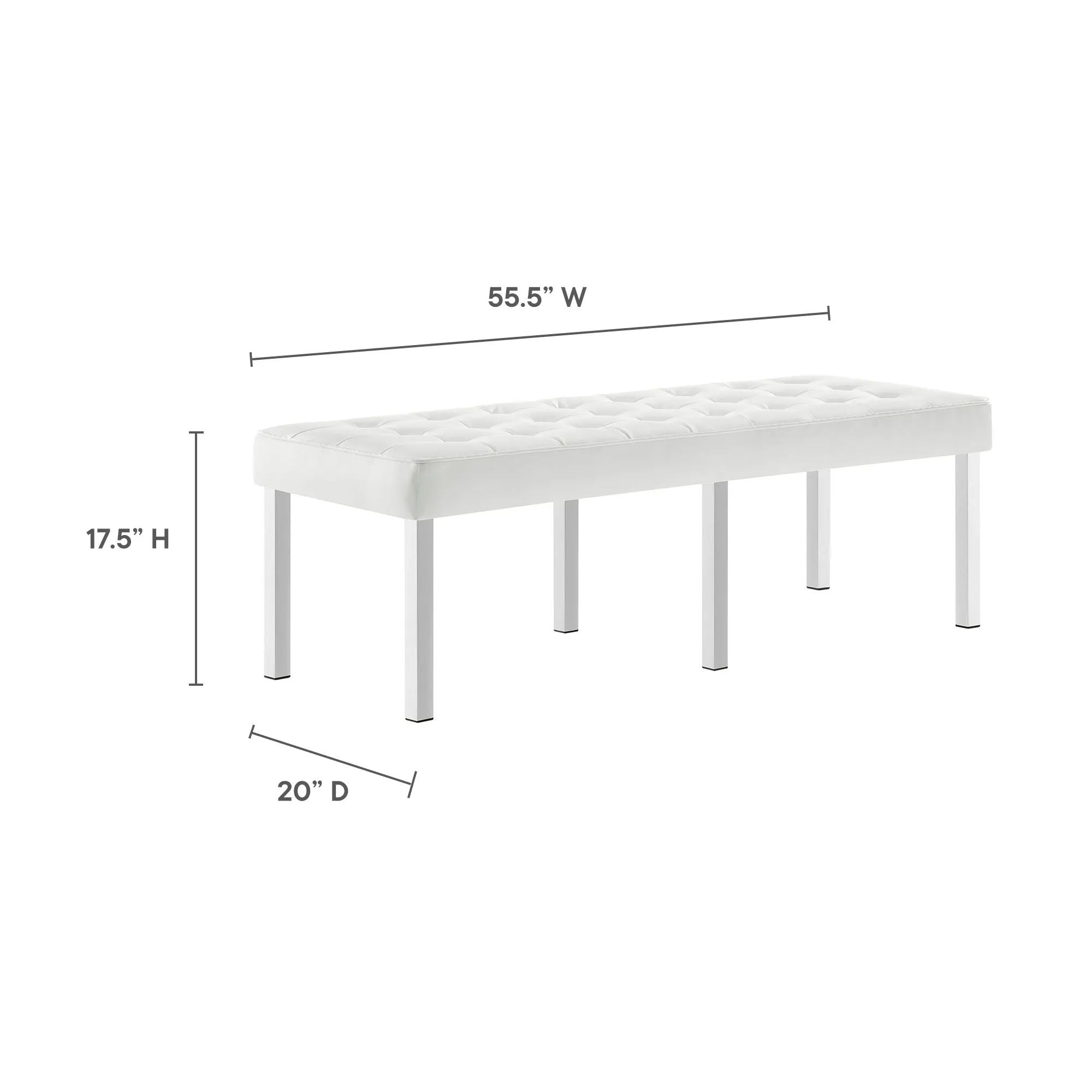 Loft Tufted Vegan Leather Bench by Modway