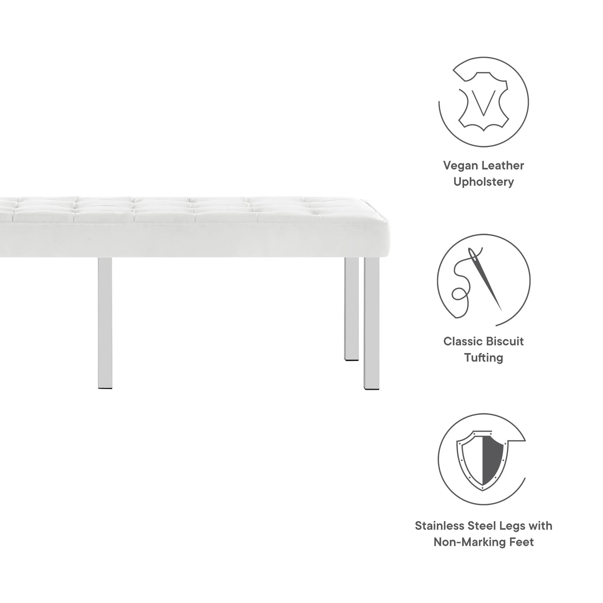 Loft Tufted Vegan Leather Bench by Modway