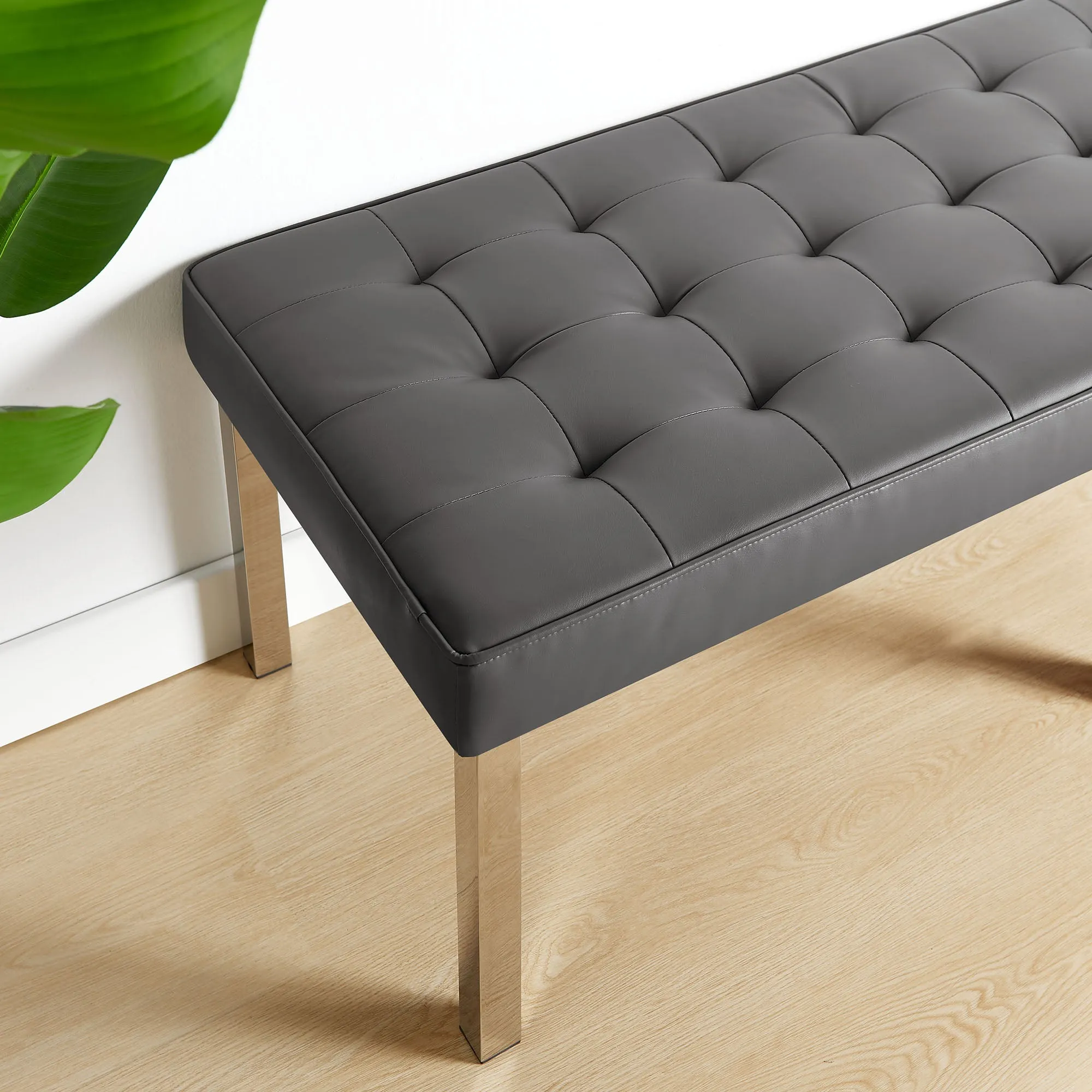 Loft Tufted Vegan Leather Bench by Modway