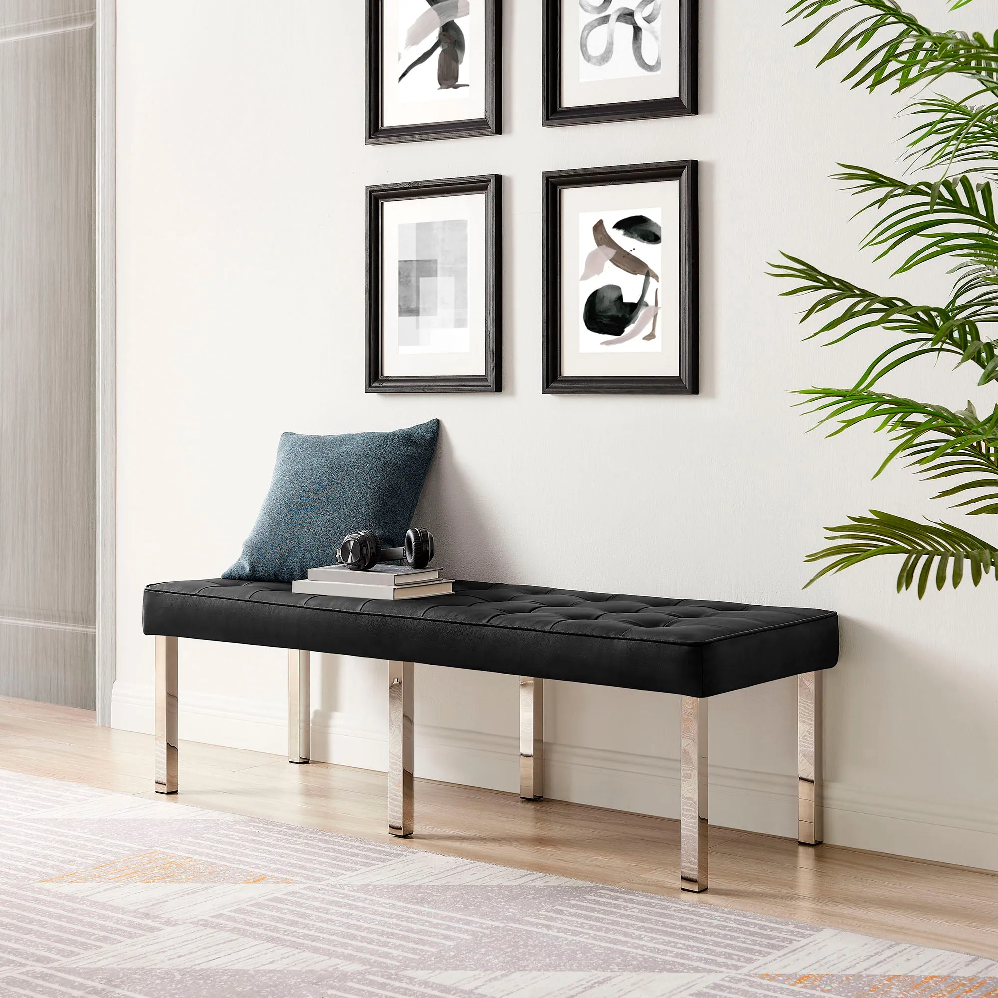 Loft Tufted Vegan Leather Bench by Modway