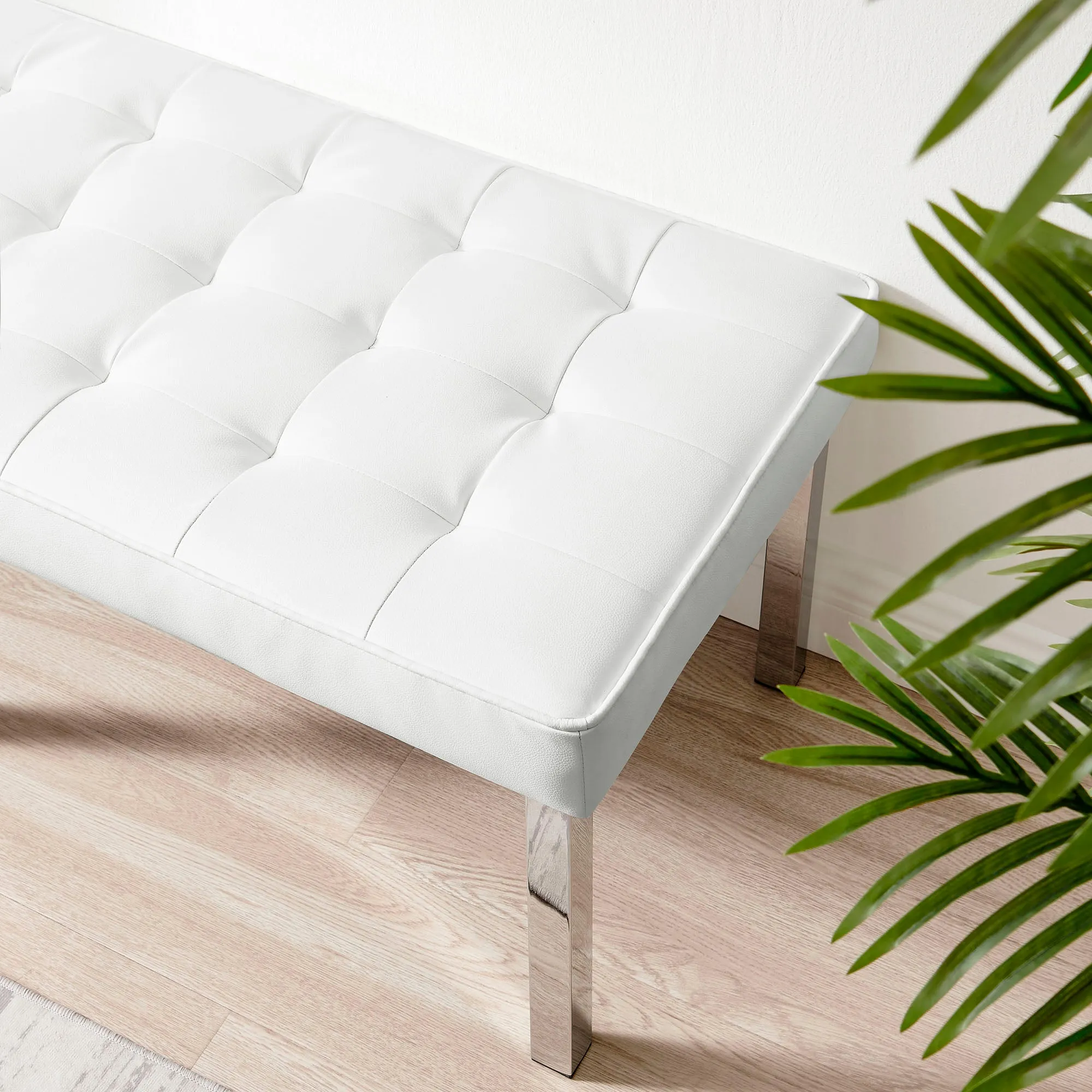 Loft Tufted Vegan Leather Bench by Modway