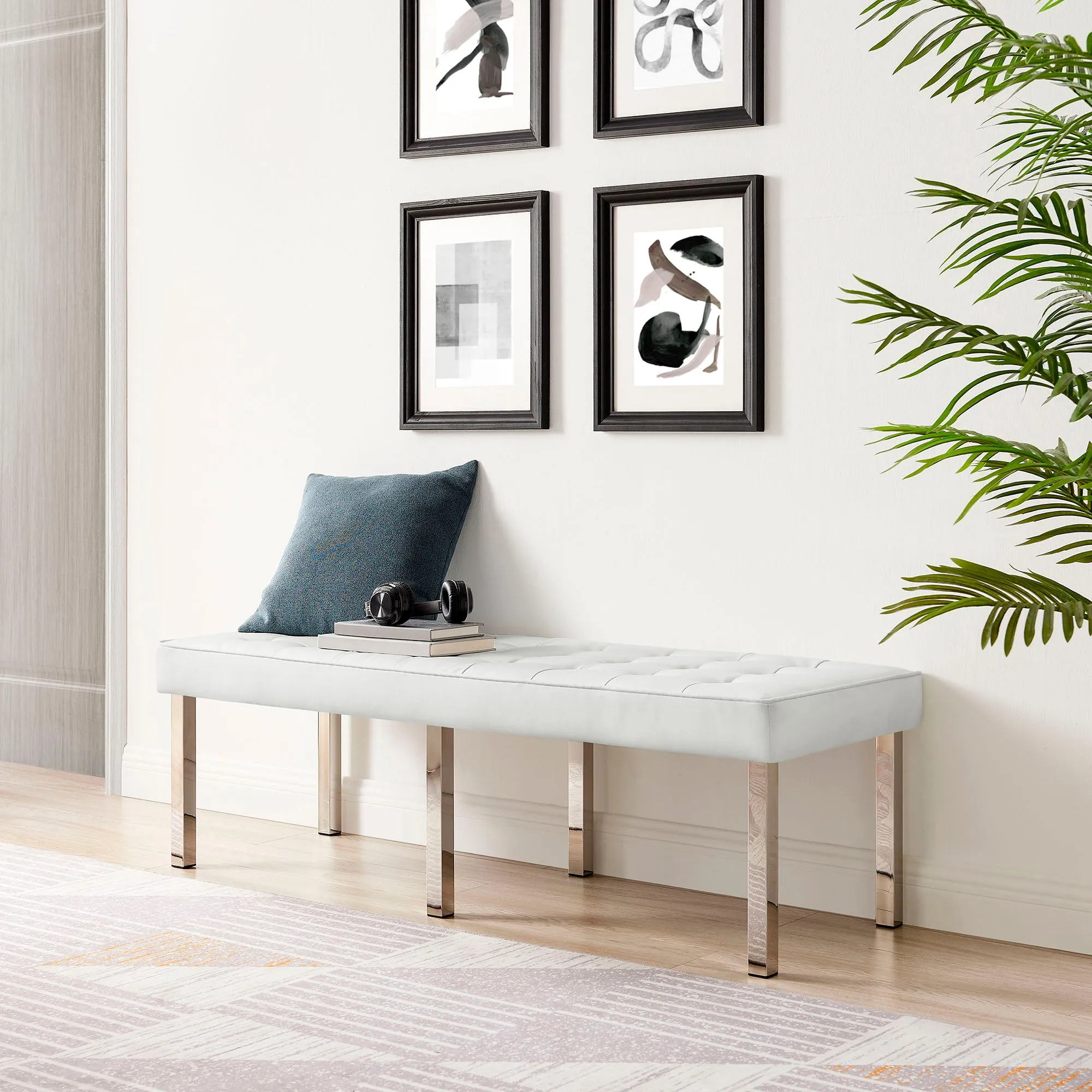 Loft Tufted Vegan Leather Bench by Modway