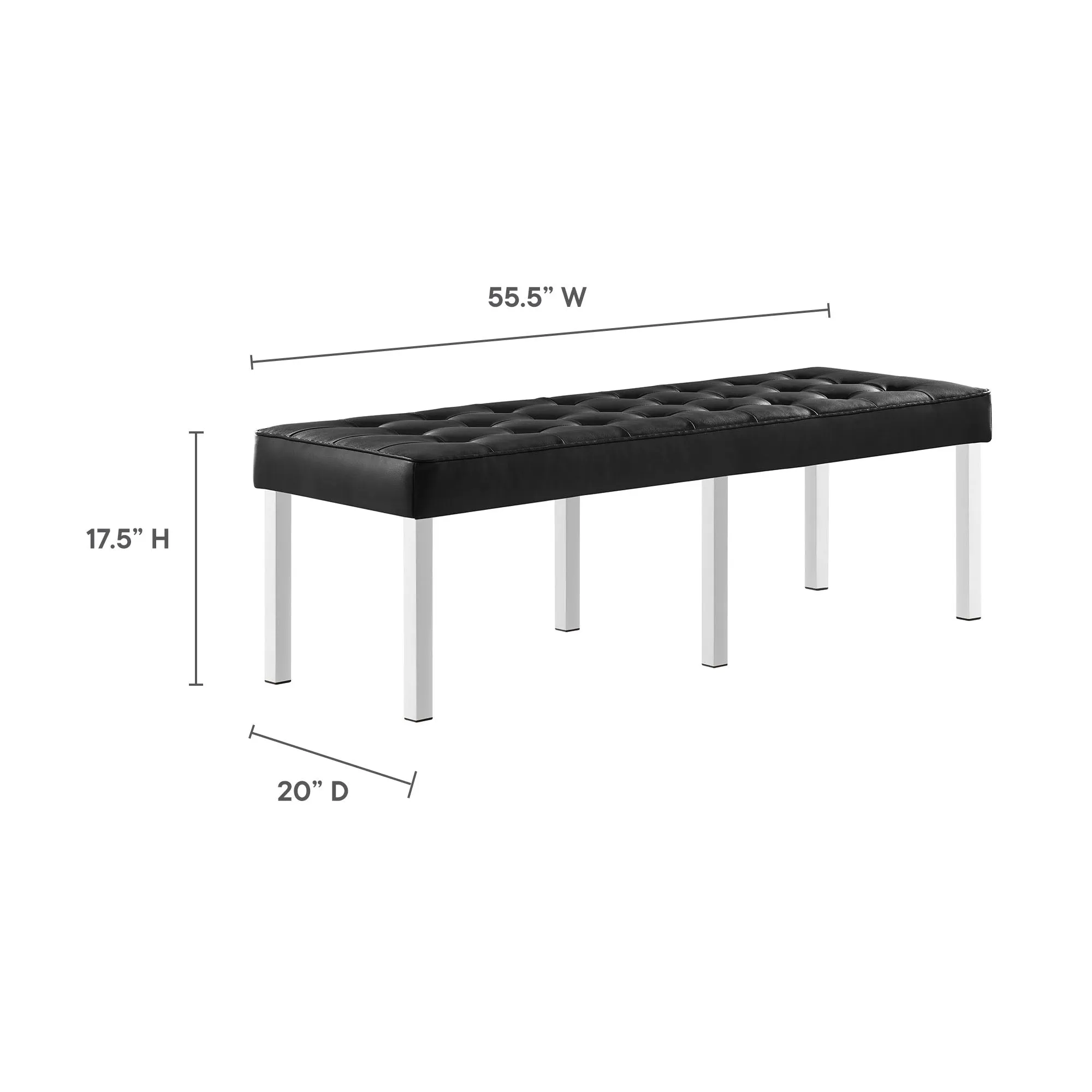 Loft Tufted Vegan Leather Bench by Modway