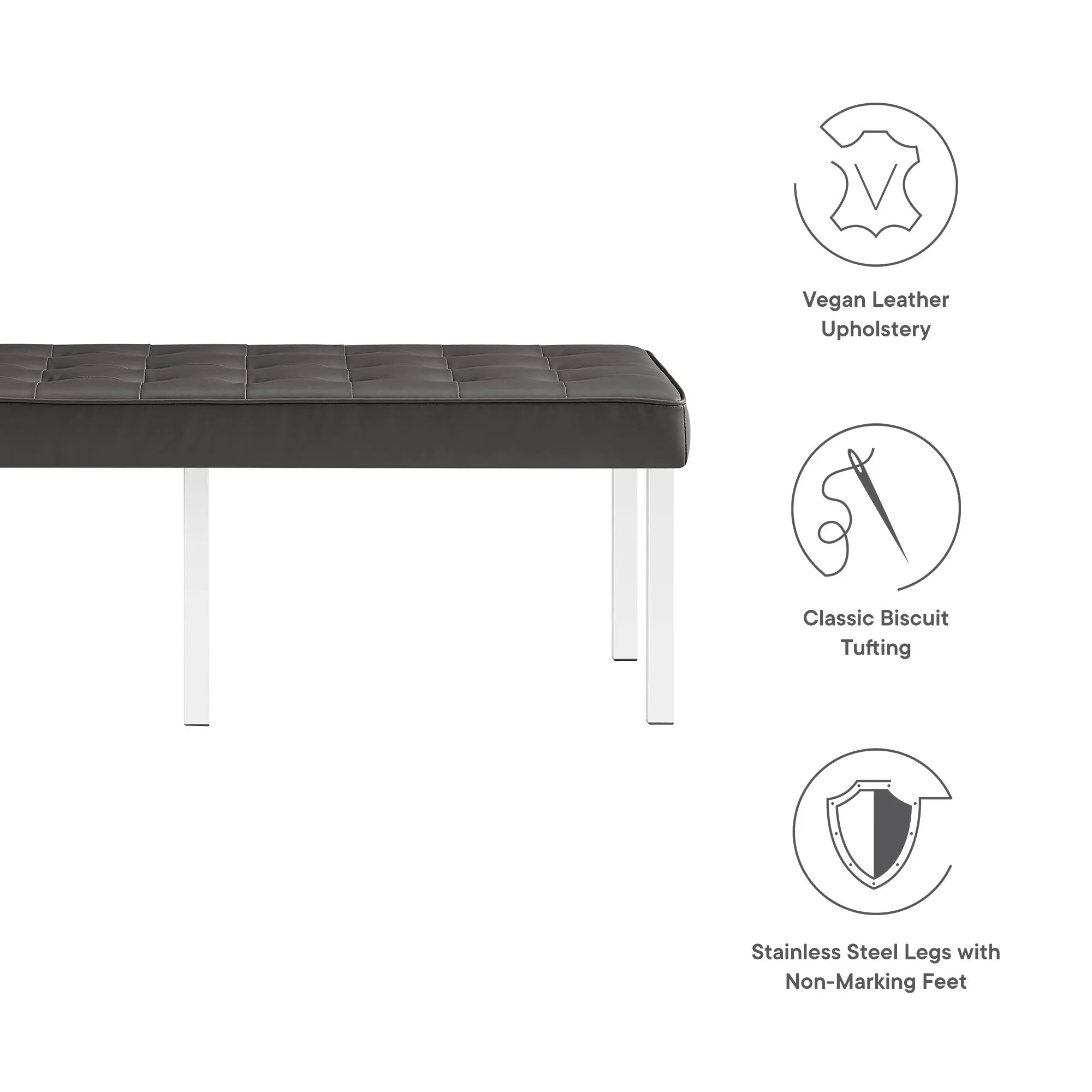 Loft Tufted Vegan Leather Bench by Modway