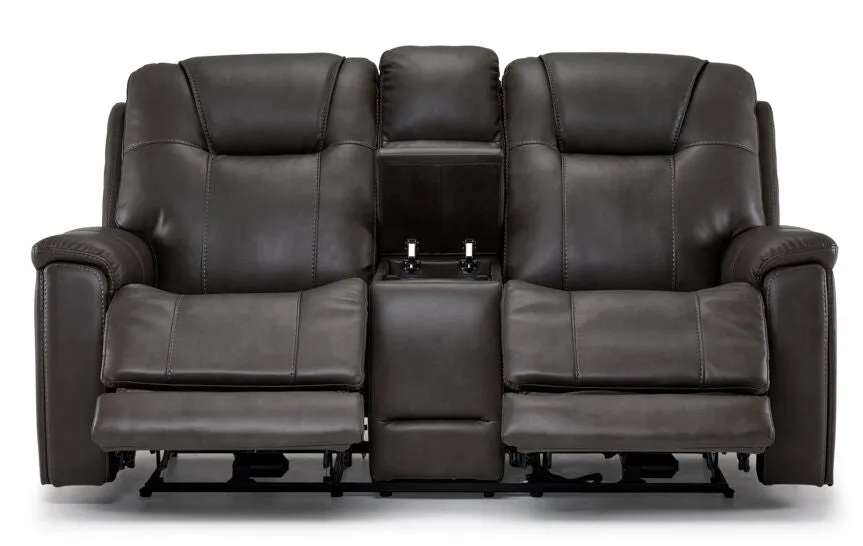 Matrix Triple Power Reclining Loveseat with Console - Smoke
