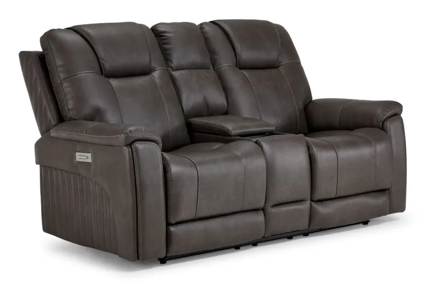 Matrix Triple Power Reclining Loveseat with Console - Smoke