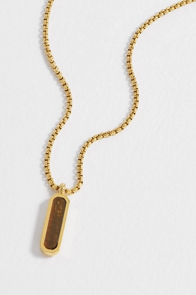 Men's Gemstone Tag Pendant Necklace
