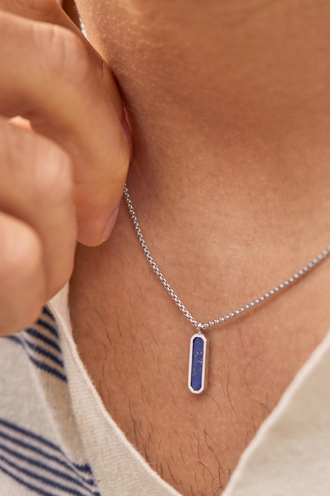 Men's Gemstone Tag Pendant Necklace