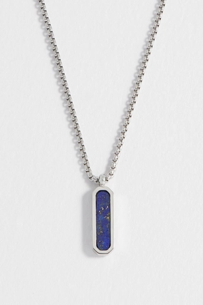 Men's Gemstone Tag Pendant Necklace