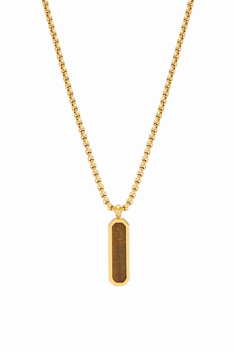 Men's Gemstone Tag Pendant Necklace