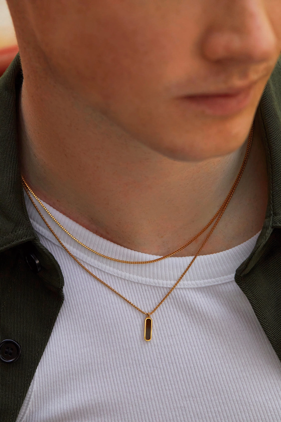 Men's Gemstone Tag Pendant Necklace