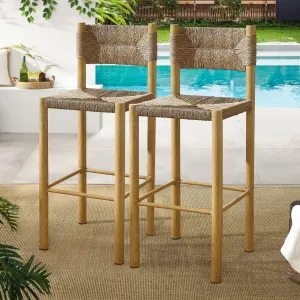 Parkland Outdoor Patio Rattan and Aluminum Bar Stools Set of 2 by Modway