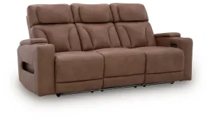 Point Clear Caramel Power Reclining Sofa / Adj Headrest