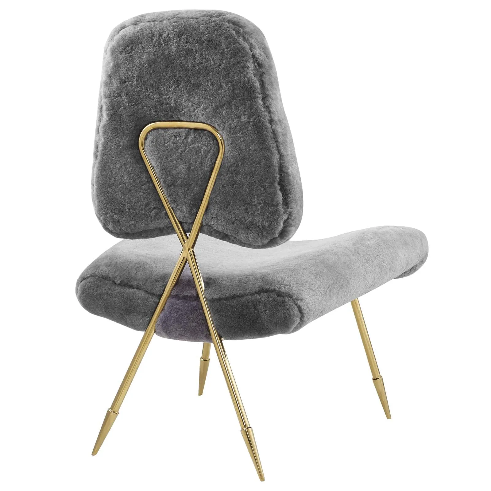 Ponder Upholstered Sheepskin Fur Lounge Chair by Modway