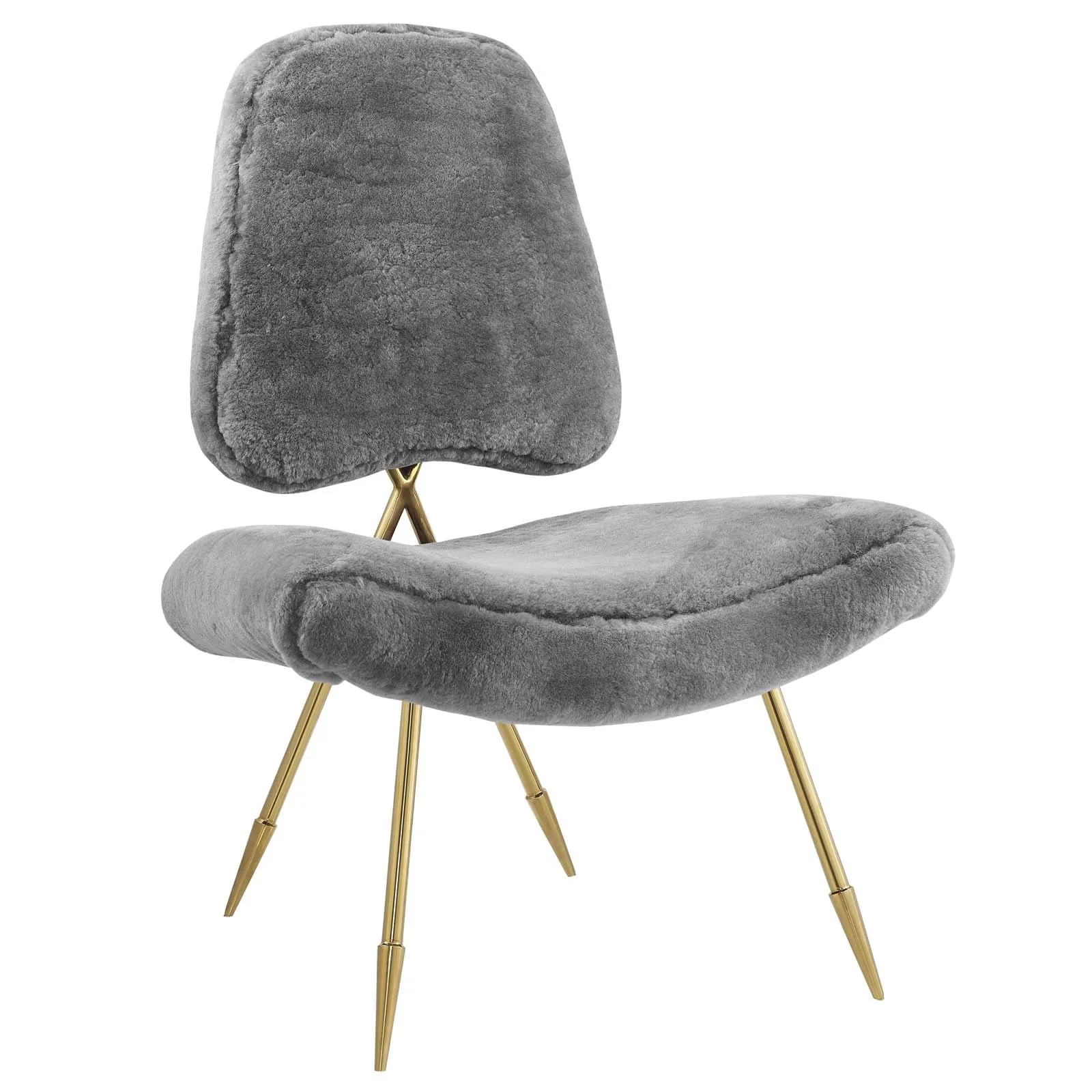 Ponder Upholstered Sheepskin Fur Lounge Chair by Modway