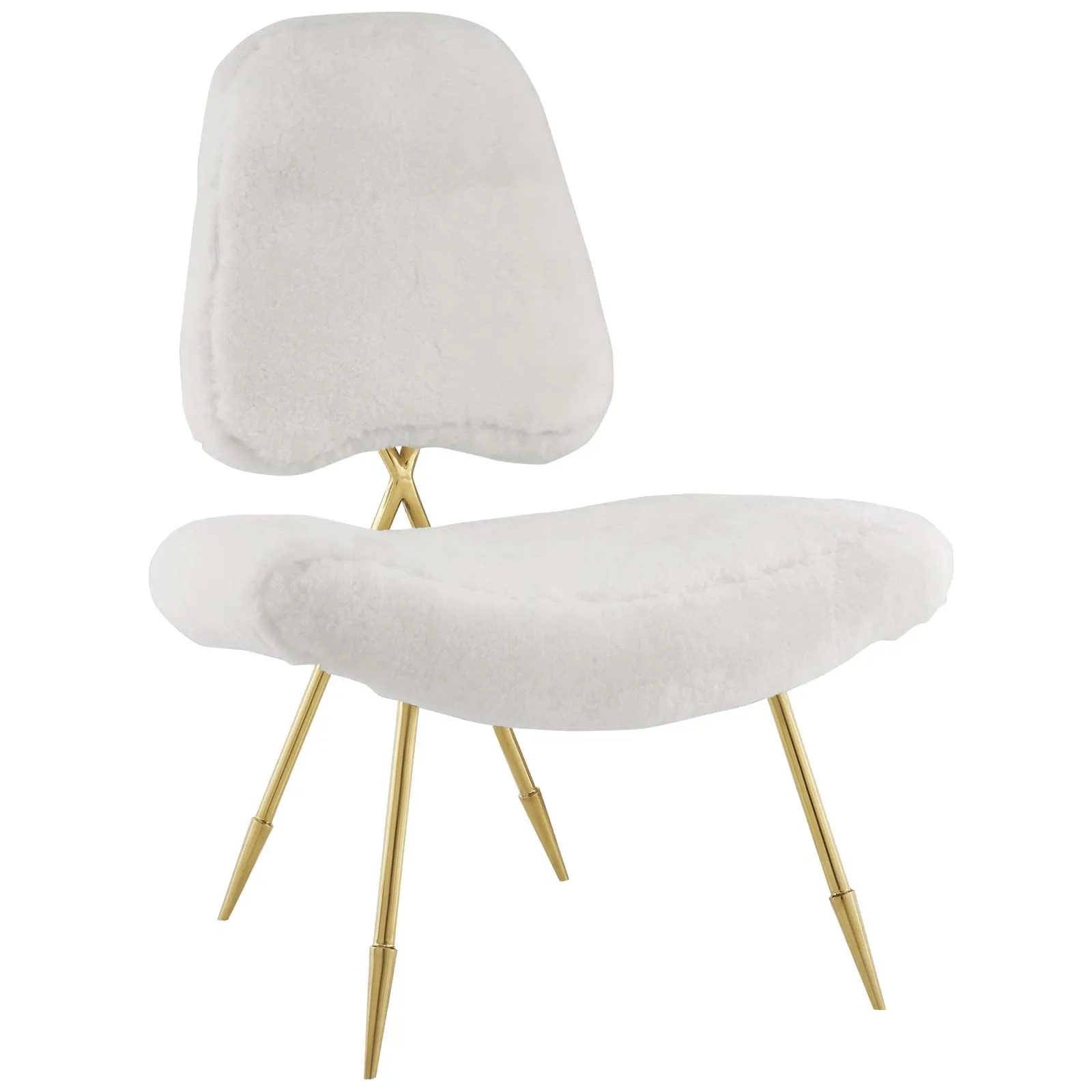 Ponder Upholstered Sheepskin Fur Lounge Chair by Modway