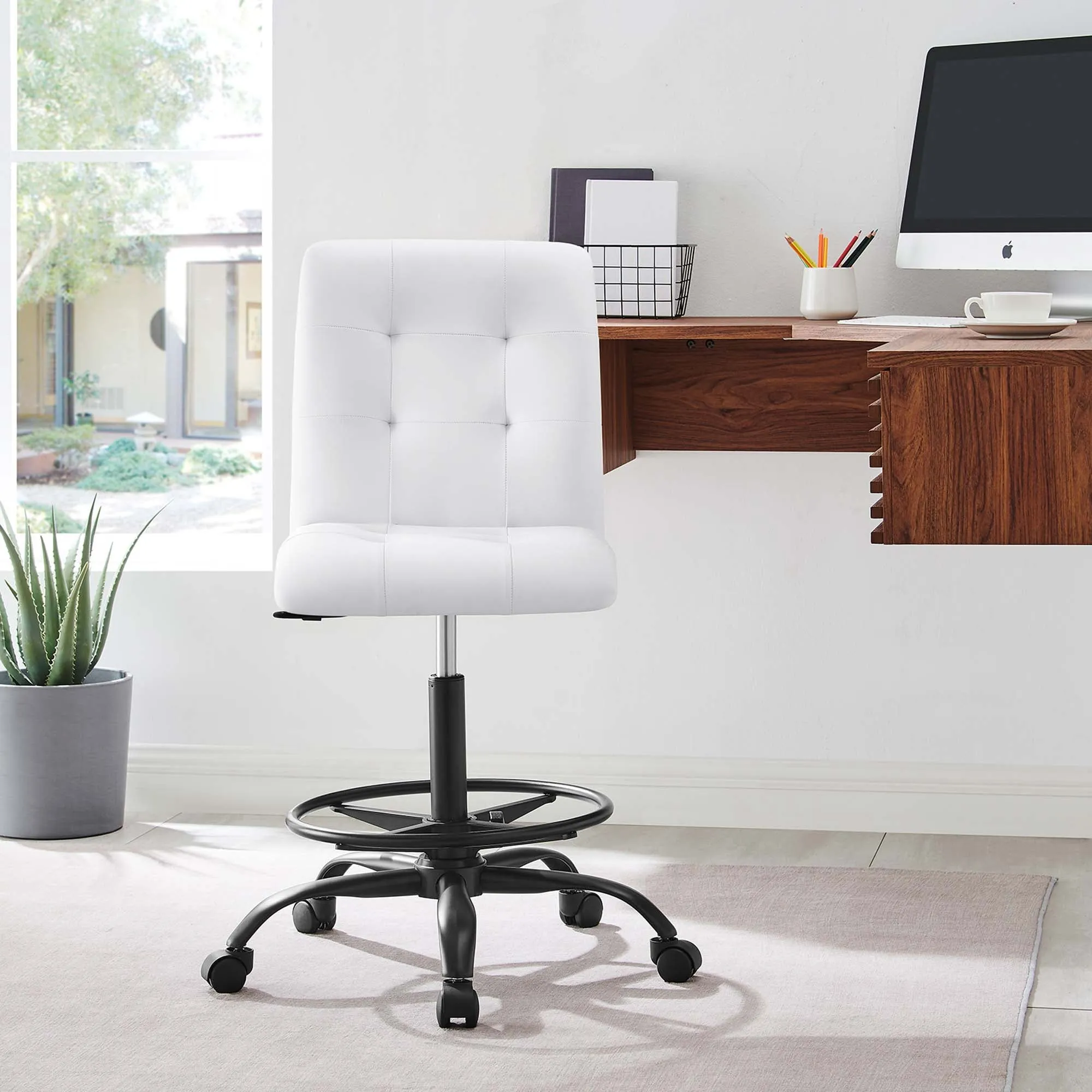 Prim Armless Vegan Leather Drafting Chair by Modway