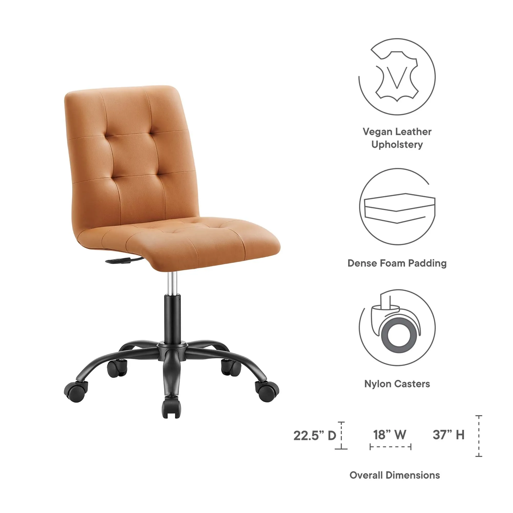 Prim Armless Vegan Leather Office Chair by Modway