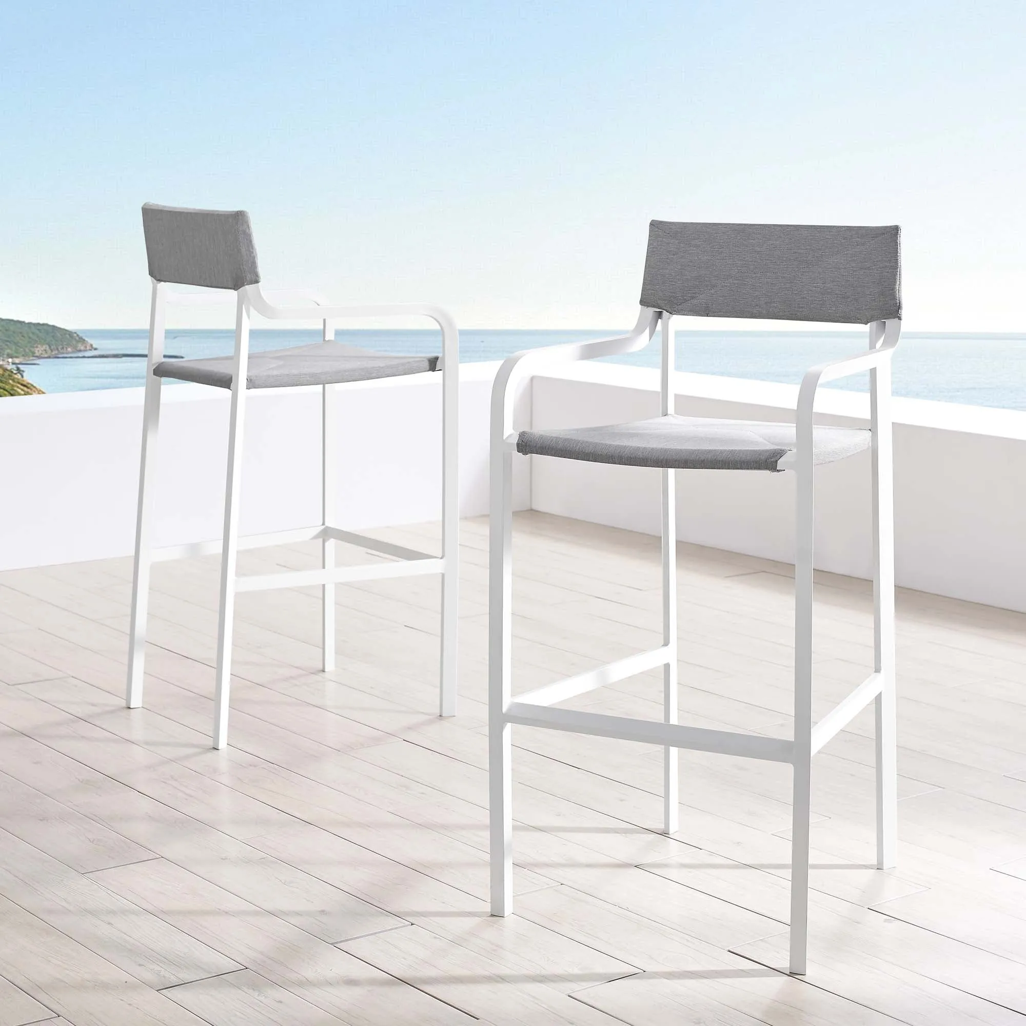 Raleigh Outdoor Patio Aluminum Bar Stool Set of 2 by Modway