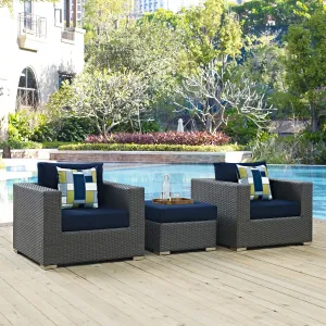 Sojourn 3 Piece Outdoor Patio Sunbrella® Sectional Set by Modway