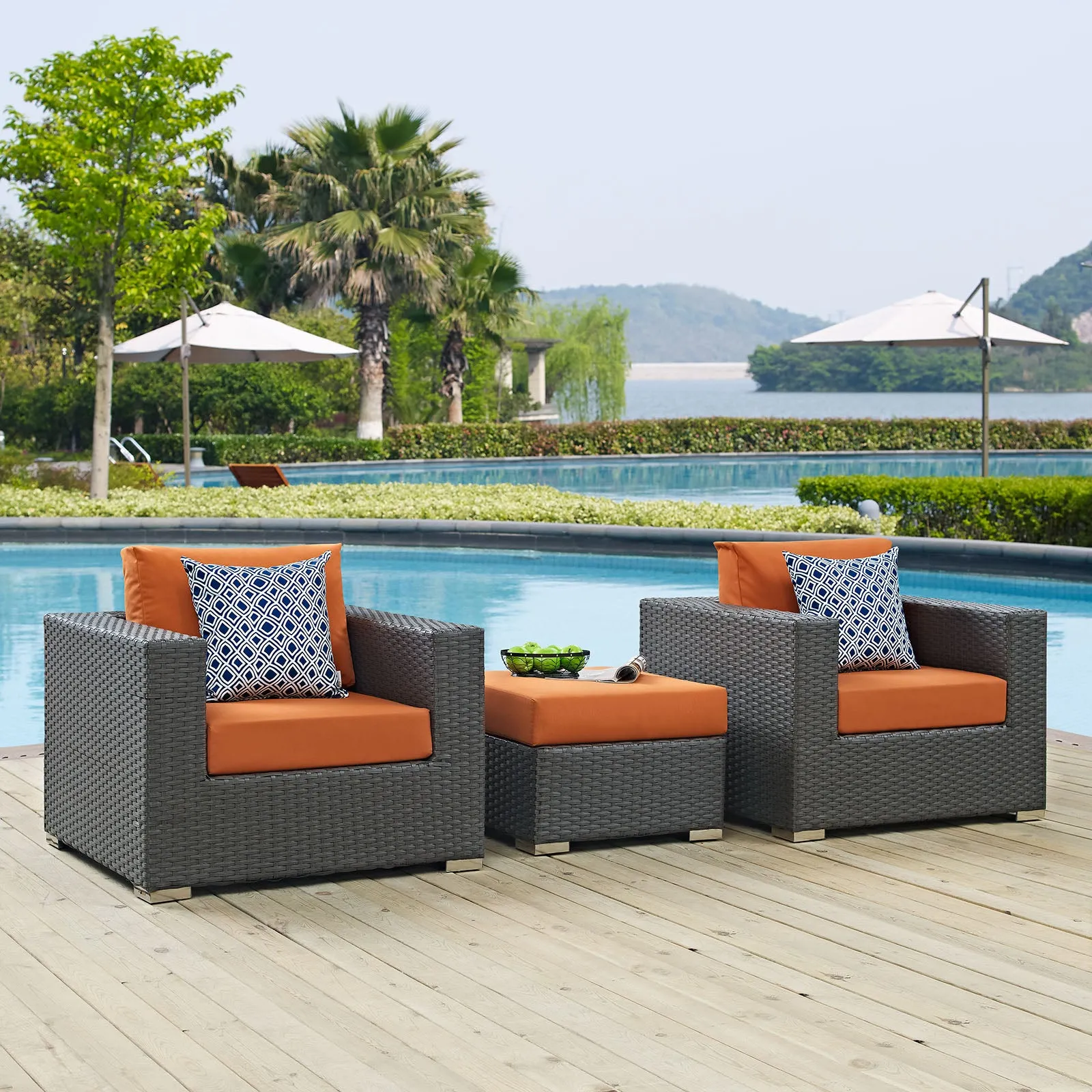 Sojourn 3 Piece Outdoor Patio Sunbrella® Sectional Set by Modway