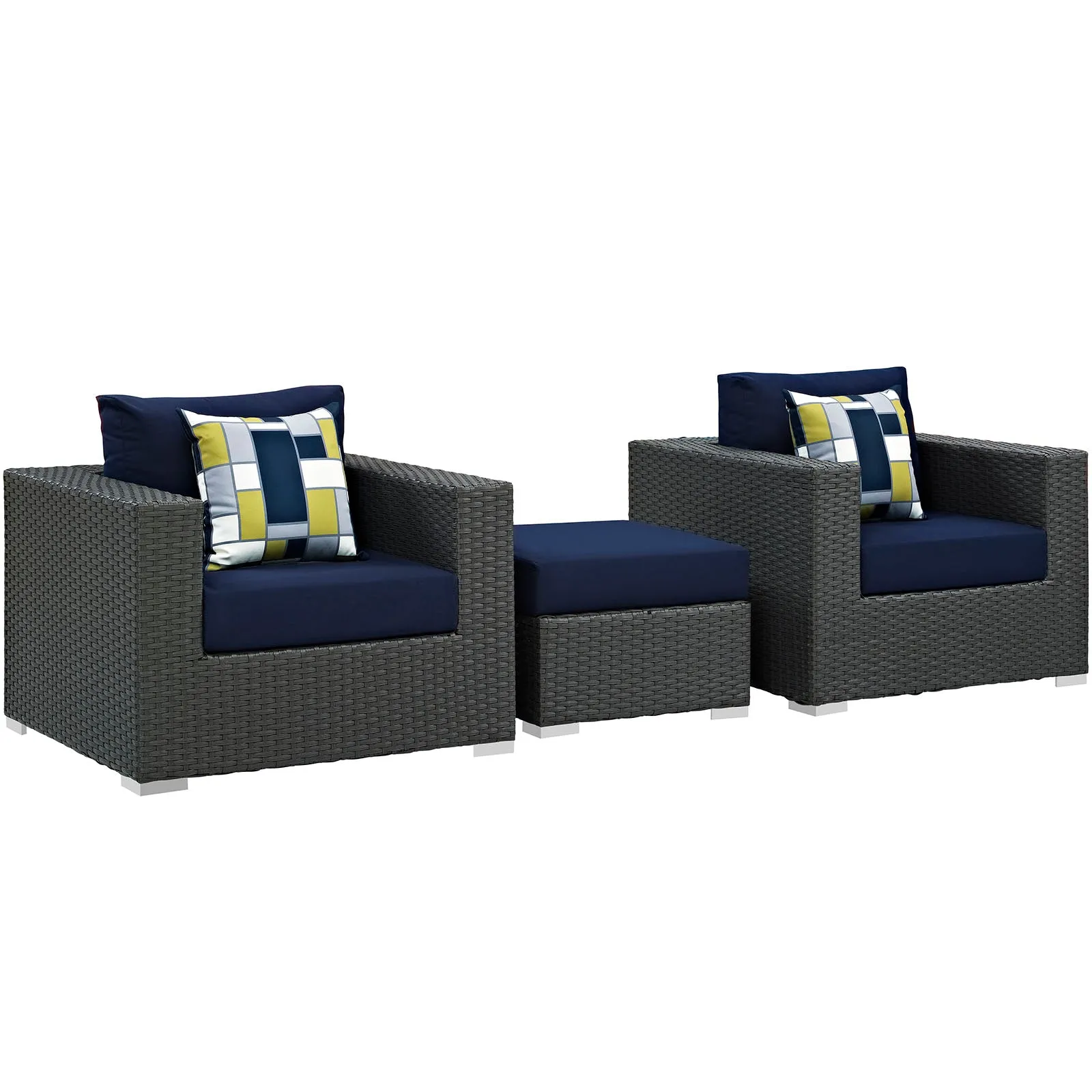 Sojourn 3 Piece Outdoor Patio Sunbrella® Sectional Set by Modway