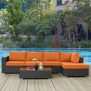 Sojourn 5 Piece Outdoor Patio Sunbrella® Sectional Set by Modway