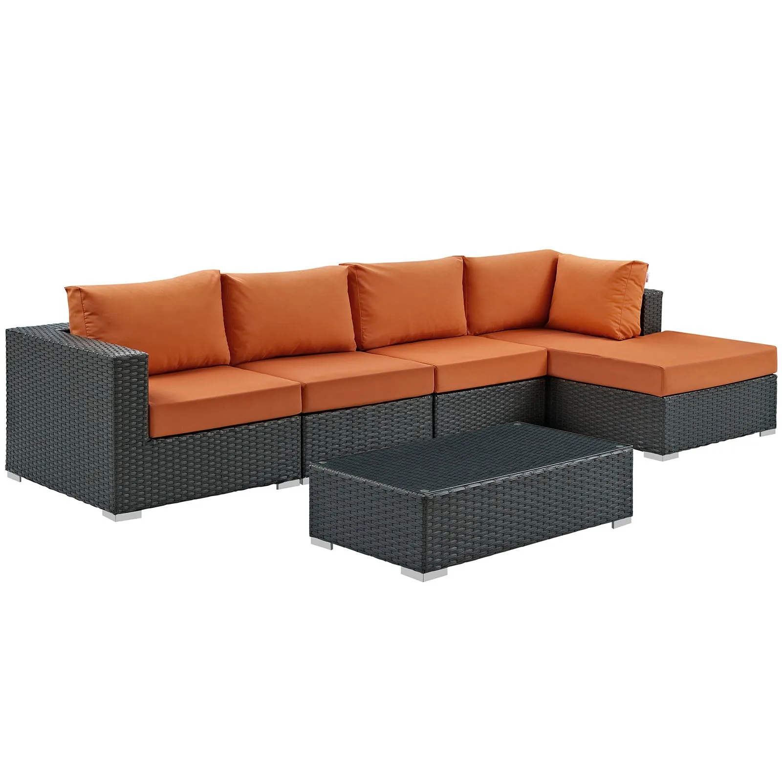 Sojourn 5 Piece Outdoor Patio Sunbrella® Sectional Set by Modway